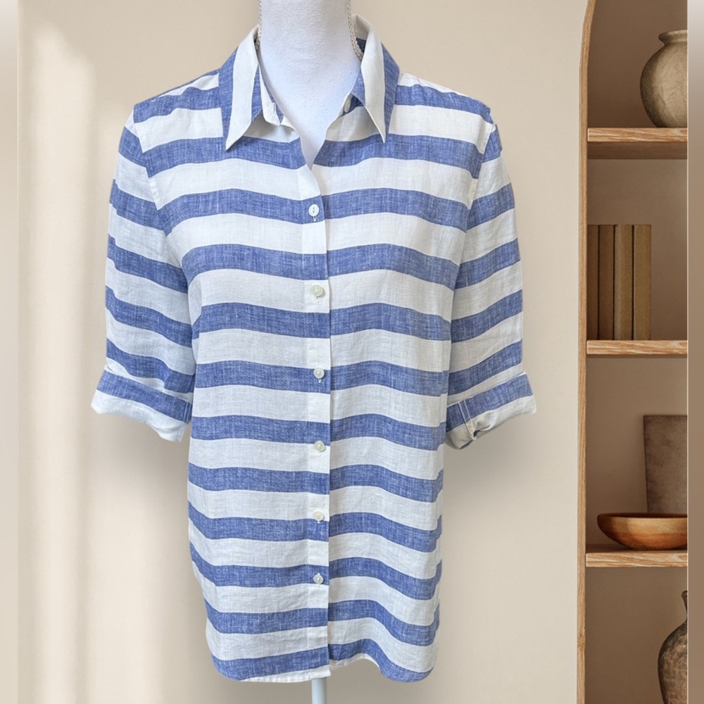 Chico’s Effortless Linen Striped Tunic Non Iron